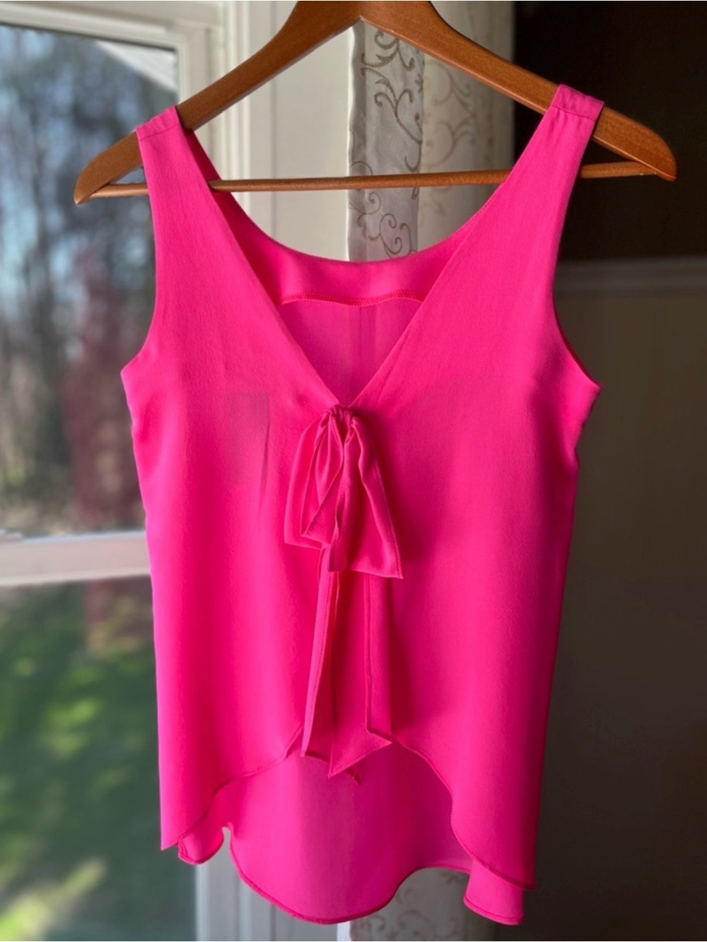 NWT Amanda Uprichard Fuschia Silk Bow Back Tank Top XS Designer Luxe Barbiecore